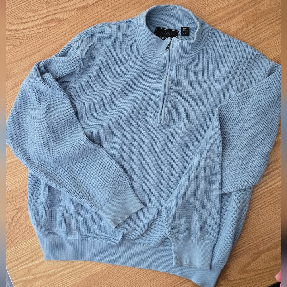 Greg Norman Collection Light Blue Zip-Up Sweater